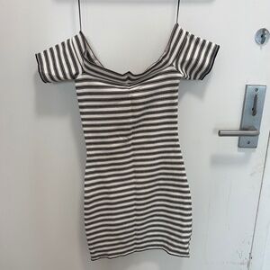 Zara striped off the shoulder mini dress sz S NWT